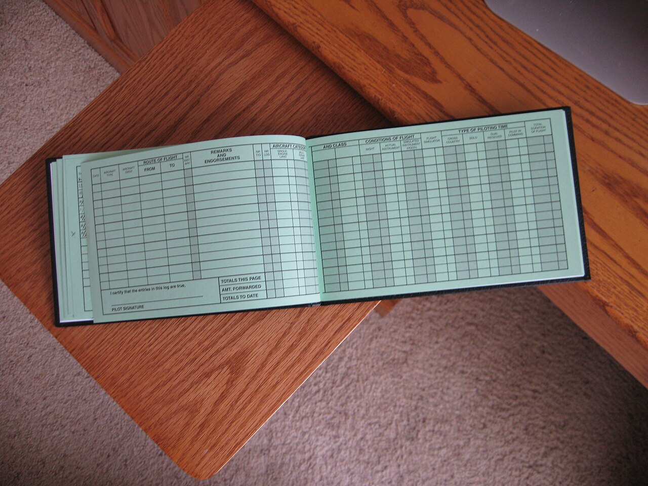 Pilot logbook (pages)