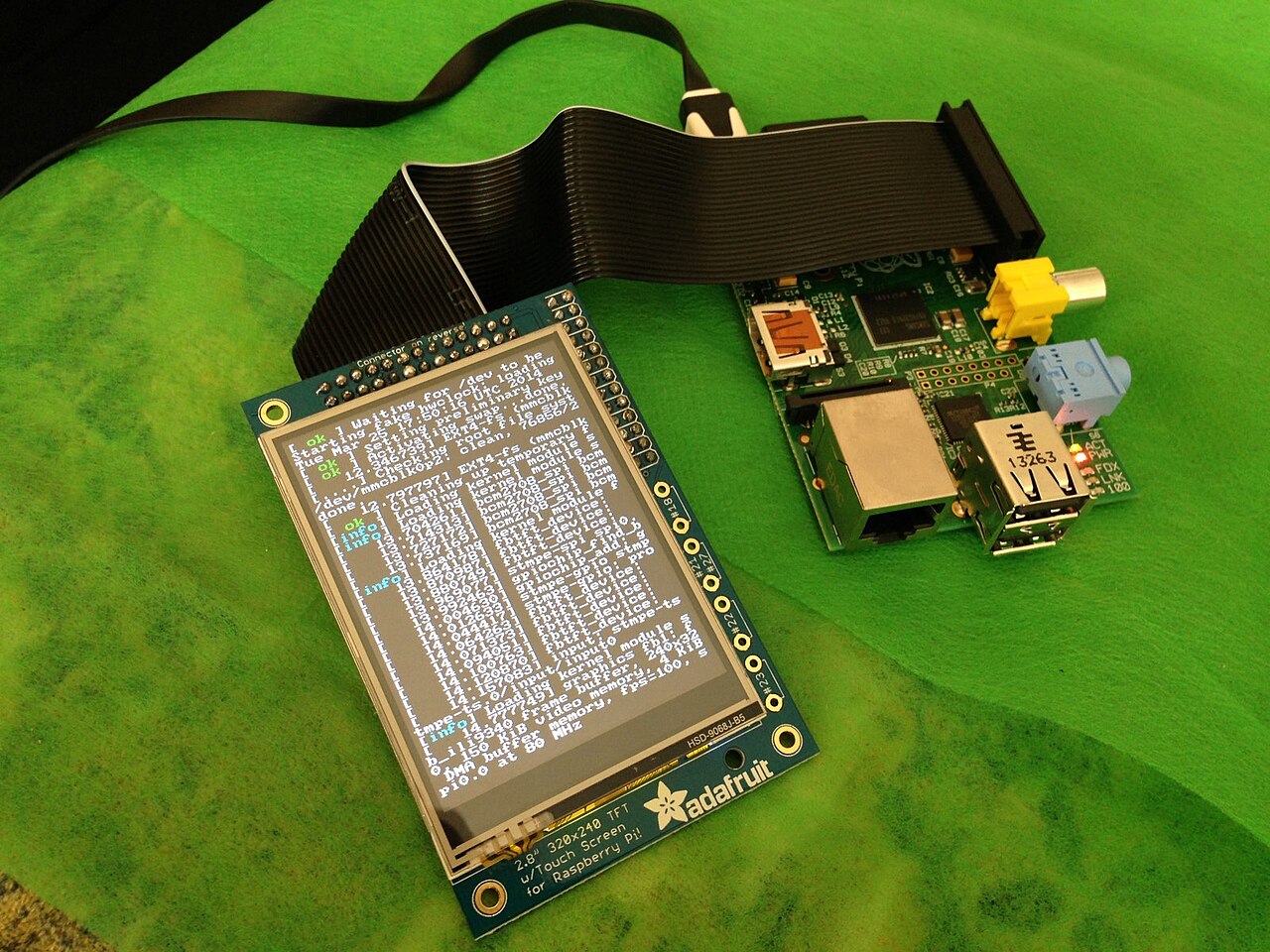 Raspberry Pi TFT screen running some code